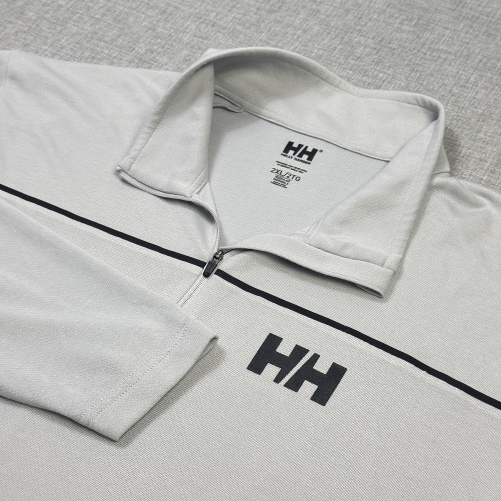 Helly Hansen 1/4 Zip Pullover Mens 2XL Gray Breathable Long Sleeve Polyester